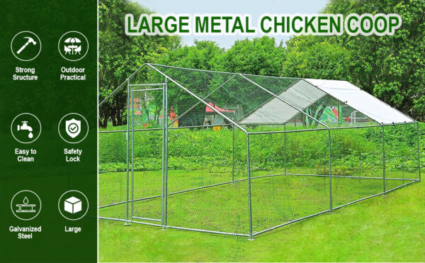 6x3m Galvanised Hen Run with a Free Cover