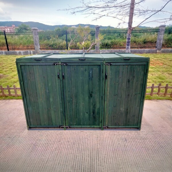 Deluxe Wheelie Bin Storage with Hydraulic Arms – 3 Bays - Green