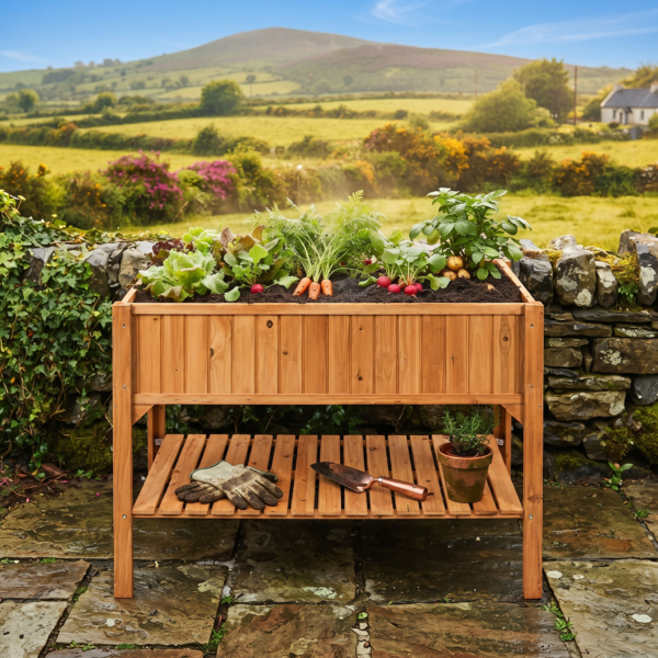 Raised Bed with Shelf - 120 x 54 x 90cm