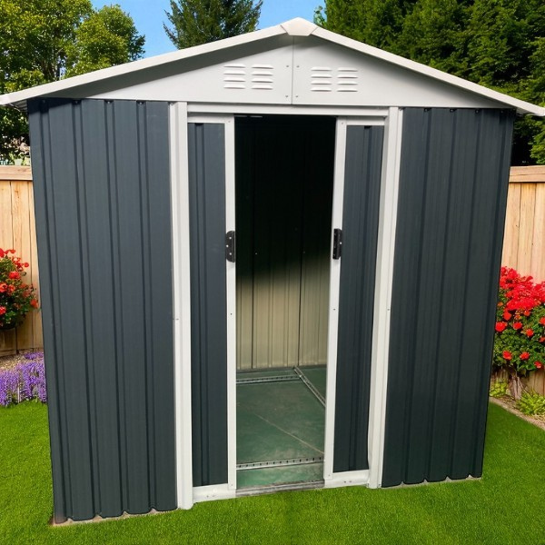 6x5 apex roof with windows shelves