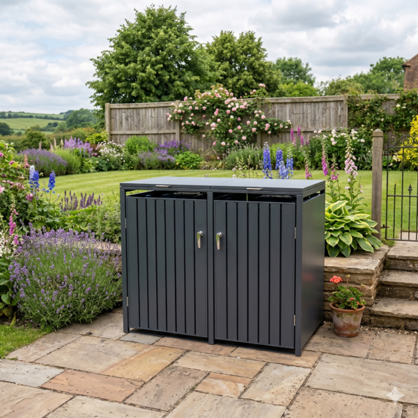 Premium Metal Wheelie Bin Shelter – 2 Bay