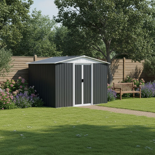 Metal 8x6FT Garden Shed – 2 Colours Available -  Modern Outdoor Storage for Tools & Equipment