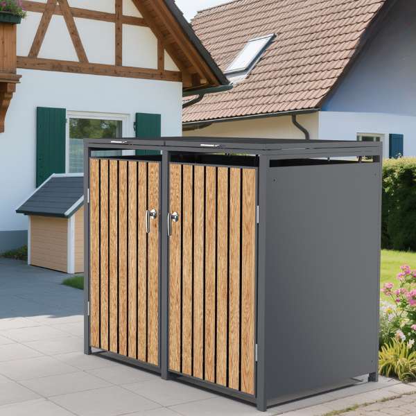 Metal Wheelie bin Shelter 2 Bay