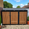 Metal Wheelie Bin Shelter 3 Bay Natural Wood