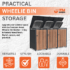 Metal Wheelie Bin Shelter 3 Bay Natural Wood