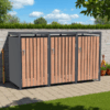 Metal Wheelie Bin Shelter 3 Bay Natural Wood