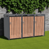 Metal Wheelie Bin Shelter 3 Bay Natural Wood
