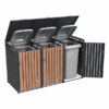 Metal Wheelie Bin Shelter 3 Bay Natural Wood