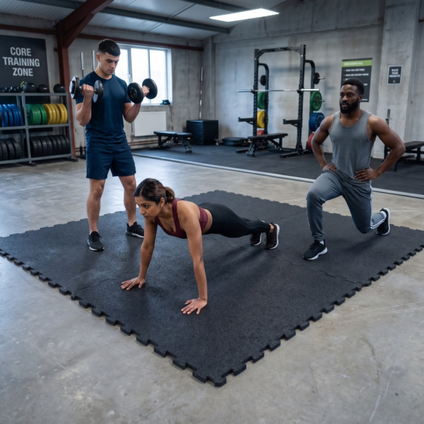 Interlocking Floor Tiles ( Pack of 4 ) - Size: 98x98x2cm - Black