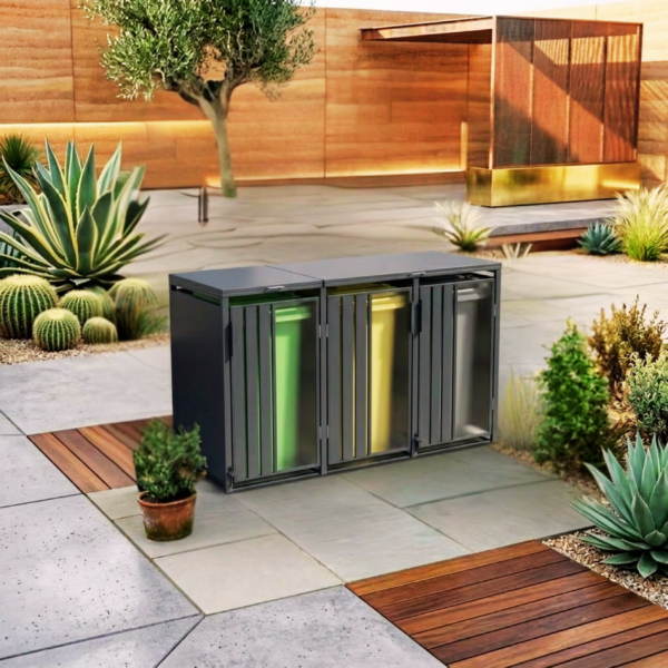 Opaque 3 Bay Premium Bin Shelter