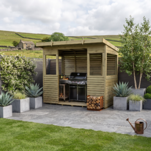 8ft x 4ft BBQ Shed & Outdoor Kitchen Shelter – All-Weather Grilling
