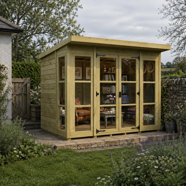 8ft x 6ft Georgian Window Pent Summer House – Timeless Garden Elegance