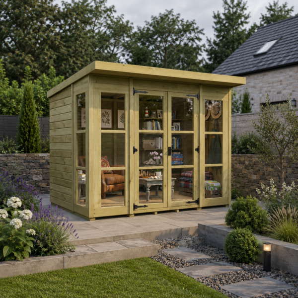 8ft x 6ft Georgian Window Pent Summer House – Timeless Garden Elegance