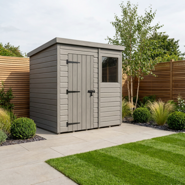 6x5 Pent Composite Shed (Single Door, With Windows)