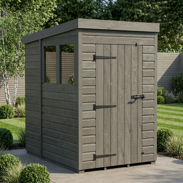 4x6 Pent Composite Shed (Single Door, With Windows)