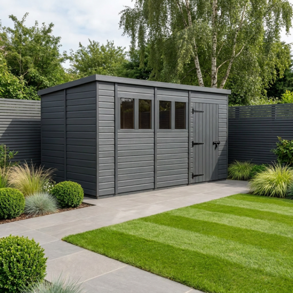14x6 Pent Composite Shed (Single Door, With Windows)