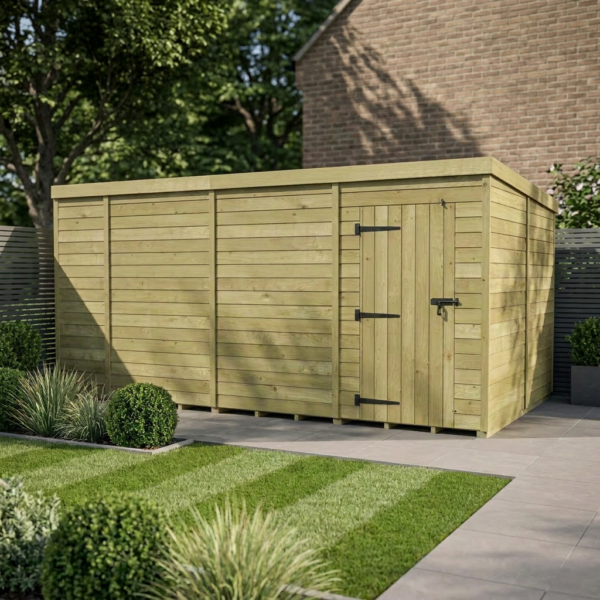 14 x 8 Pent Shed (Single Door, No Windows)