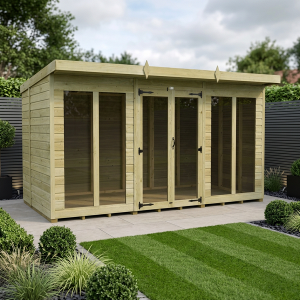12 x 6 Pent Summer House (Full Height Window)