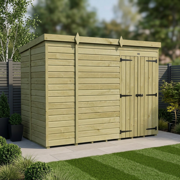 10 x 6 Pent Shed (Double Door, No Windows)