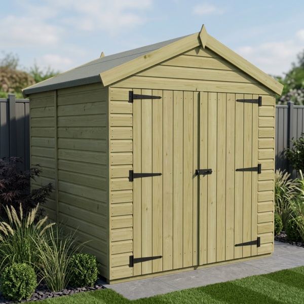 8 x 6 Apex Shed (Double Door, No Windows)