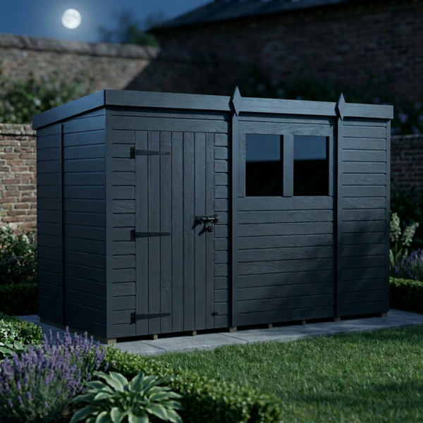 10x5 Pent Composite Shed (Single Door, With Windows)