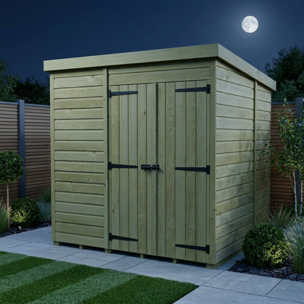7 x 7 Pent Shed (Double Door, No Windows)