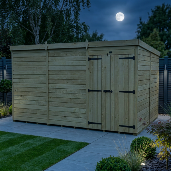 12 x 8 Pent Shed (Double Door, No Windows)