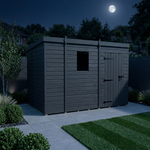 9x6 Pent Composite Shed (Single Door, With Windows)