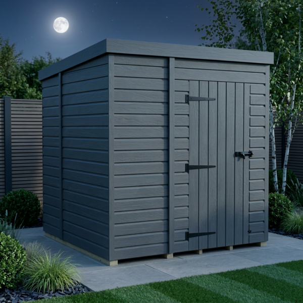 7x7 Pent Composite Shed (Single Door, No Windows)